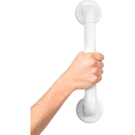 Vitility Poignée salle de bain, barre murale de sécurité avec surface antidérapante rainurée pour douche baignoire toilette escalier, ABS, charge 120 kg, barre droite 30 cm, blanc, avec kit de (1/4)