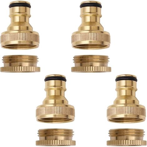 Brass Quick Couplings 1/2 Inch and 3/4 Inch 2 in 1 Garden Hose Adaptor Tap Adaptor for Garden Kitchen Outdoor (1/5)