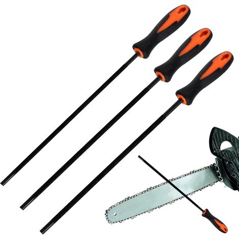 3-teiliges Kettensägen-Feilen-Set, Kettensägen-Feilen mit Griff, leicht zu halten, 3 Größen erhältlich: 4,0 mm, 4,8 mm, 5,5 mm zum manuellen Schärfen von Sägeketten