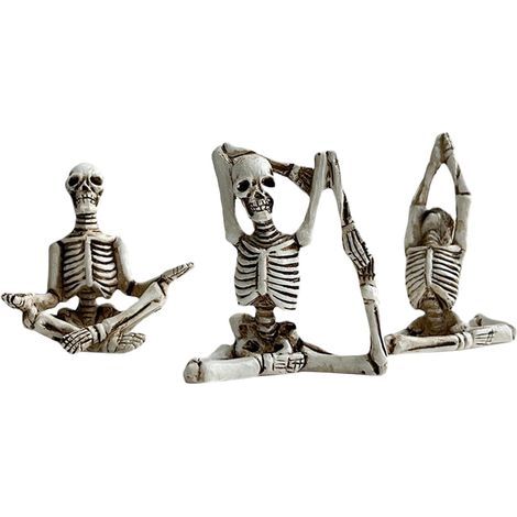 Squelette Yoga - Set De 3 Figurines En Pose De Yoga - Décoration Halloween Et Noël - Ornement Miniature Pour Arbre De Noël Ou Intérieur - 3 Pièces (1/5)