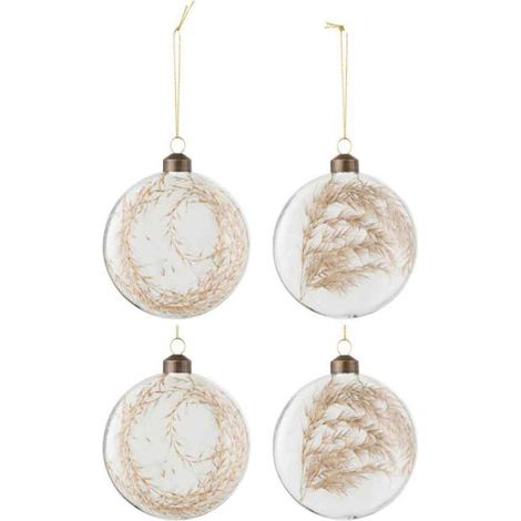 Lot de 4 Boules de Noël "Pampas" 10cm Transparent (1/2)
