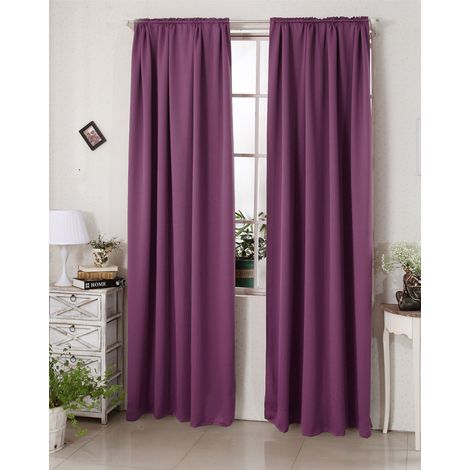 WOLTU Gardine blickdicht mit Kräuselband ( 1 Stück ) Violett 135x245 cm