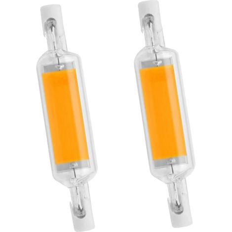 Projecteur LED COB double culot R7S 78 mm 10 W blanc chaud 3000 K, spot R7S 110-140 V pour éclairage paysager domestique et scolaire (lot de 2) (1/5)