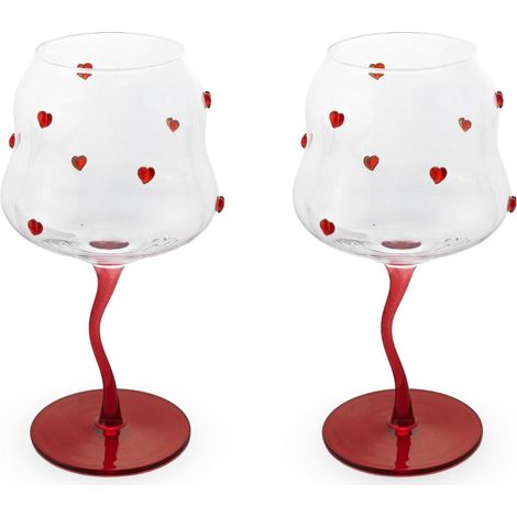 WD LifeStyle Set 2 Calici Cocktail 450 Ml Decoro Cuori Rossi