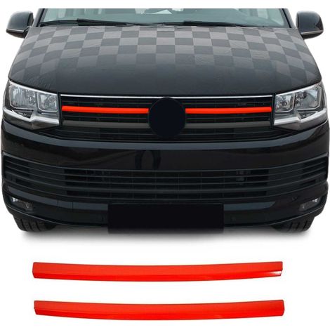 Moulure de Grille de Calandre Compatible avec VW T6 Transporter Multivan, Garniture Baguette de Calandre en Acier Inoxydable Rouge