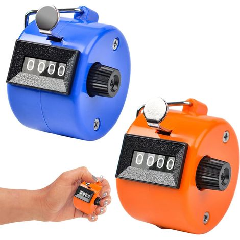 CCYKXA Compteur Manuel,Compteur À Main,4 Chiffres Compteur Mécanique,2 Pcs Compteurs Manuels,Click Compteur,Compteur À 4 Chiffres,Compteur Manuel Mécanique,Pour Sport/Entraîneur/École/Golf (Orange Et (1/5)