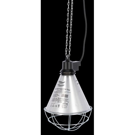 Kerbl Lmpara fЩr Infrarotbirnen, Aluminium -Bildschirm 21 cm roh, 6 BelЩftungsschlitze, 5 m Kette (1/4)