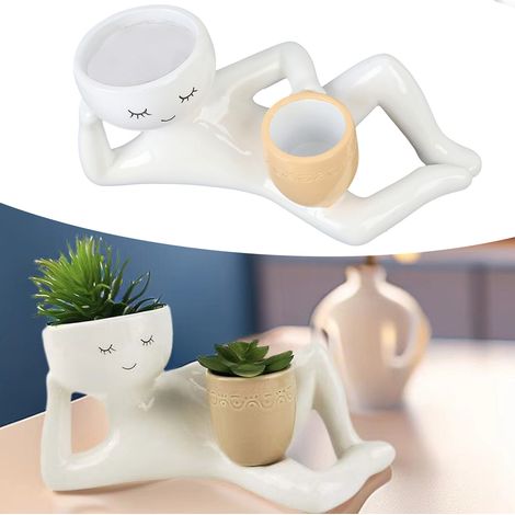 Maceta de resina transpirable y creativa para suculentas, ideal para decorar la oficina. (1/5)