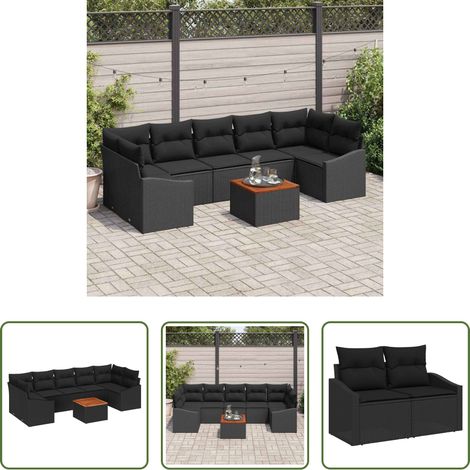 vidaXL Canapé terrasse - Ensemble de canapé de jardin avec stockage 8 pcs Noir polyrotin (1/5)