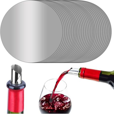 Versatori per vino riutilizzabili in alluminio - Confezione da 30 dischi salvagocce per bottiglie di olio e vino