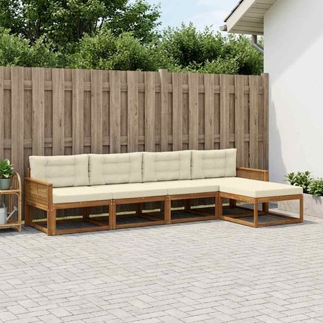 vidaXL  Outdoor Sofa Set  with Cushion 5 pcs Natural and Cream