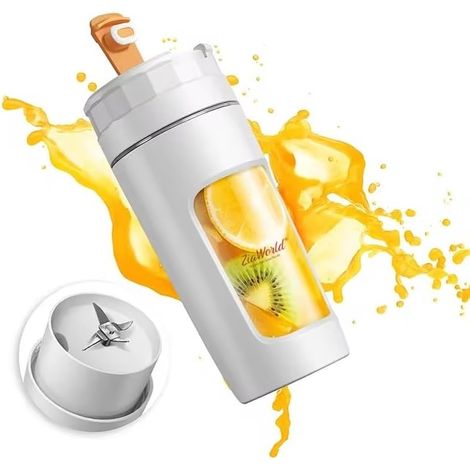Mini mixeur de voyage portable sans fil rechargeable de 600 ml avec couvercle et bec verseur pour mélanger glaçons et fruits surgelés (blanc) (1/5)