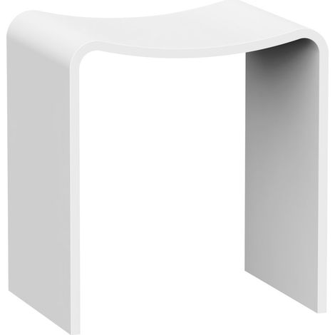Tabouret de salle de bain KORAL 40x43x30cm, solid surface, blanc mat