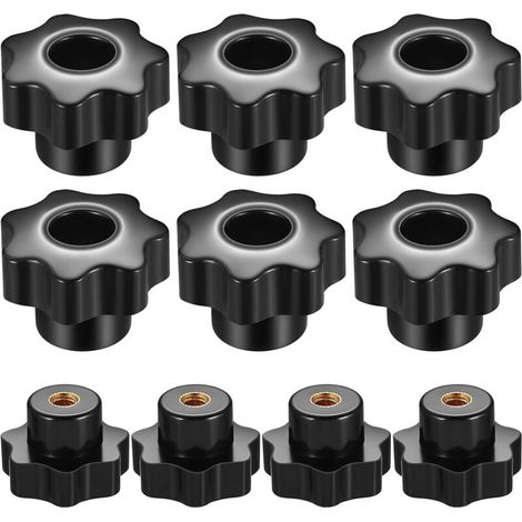 Lot de 10 boutons de serrage filetés M6, écrou à tête étoilée, filetage femelle pour machine-outil - Noir (1/5)