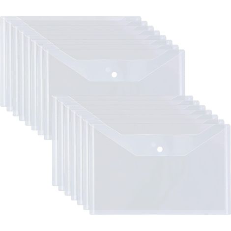 Lot de 48 Pochette Porte Document A4 Transparente, Pochette Plastique A4 en Polypropylène avec Bouton pour l'organisation de Bureau de Travail à Domicile à l'école (1/5)