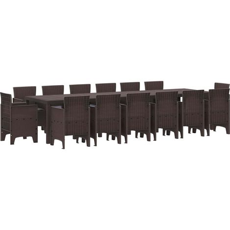 Garten Essgruppe 15 pcs Braun Polt Rattan (1/5)