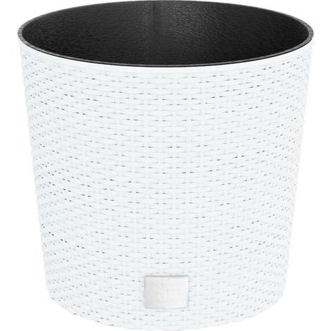 Pot de fleurs blanc en PP tissé de 15/15,3 mm avec doublure amovible. (1/5)