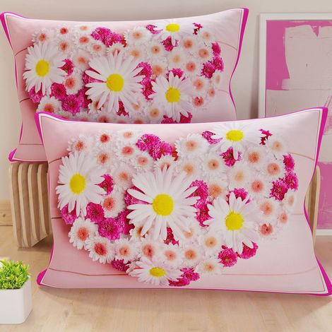 Lot de 2 Taies d'Oreillers 50x80 cm 100% Microfibre Hypoallergénique, Housse Oreiller Rectangulaire Floral Rose, Paquet de 2 (1/4)