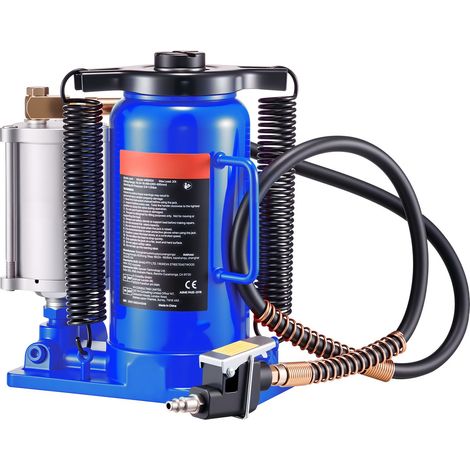 Cric hydraulique pneumatique 20T, levée 260-495 mm, vérin bouteille soudé robuste, pompe manuelle/pneumatique, pour voiture, camion, SUV, atelier, levage maison, bleu. (1/5)
