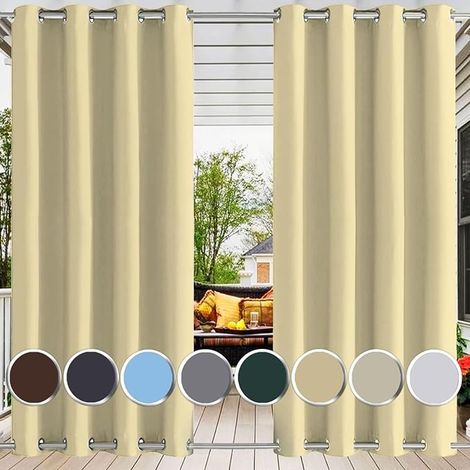 Outdoor curtains for pergola terrace waterproof wide width thermal blackout curtain double insulation anti cold and heat draperies (1/5)