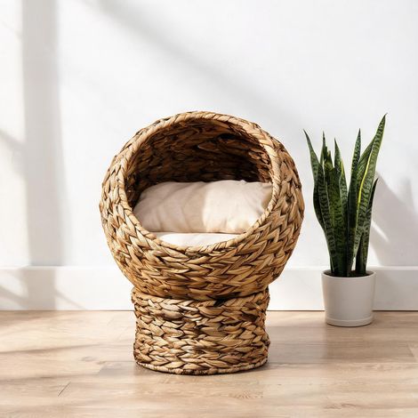 Maison pour chat marron en bananier 40 x 37 x 51 cm (1/5)