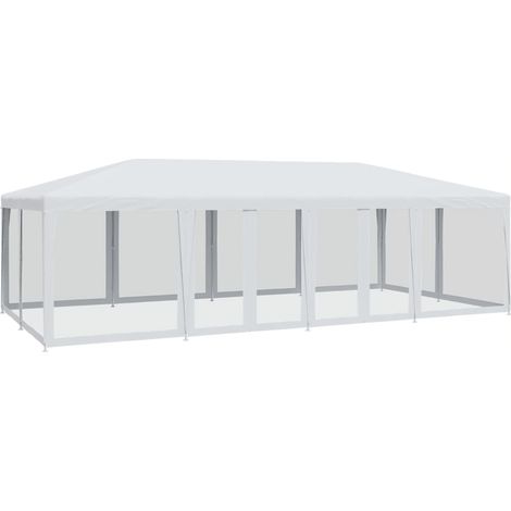 Party Tent with 12 Mesh Sidewalls White 8x4 m HDPE vidaXL (1/5)