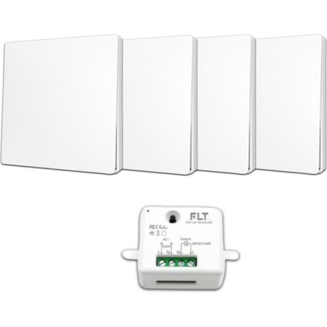 Kit interrupteur va et vient sans fil – 4 boutons émetteurs – Récepteur radio encastrable – Technologie auto-alimentée sans piles (1/5)