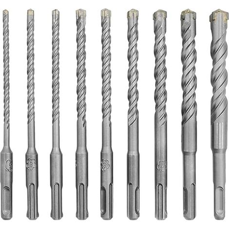 Ensemble de 9 forets à percussion électriques de 5 à 16 mm pour murs en béton, briques, parpaings, maçonnerie, scie cloche, outil de travail du bois (1/5)