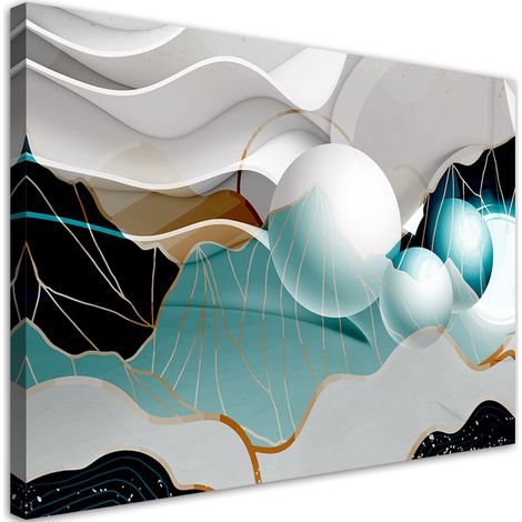 Quadro su tela, Astrazione turchese con palline 3D - 60x40 (1/4)