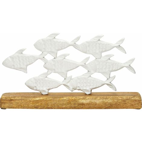 Deko Aufsteller Fischschwarm - 35 cm - Mango Metall Tisch Fenster Dekoration Fische