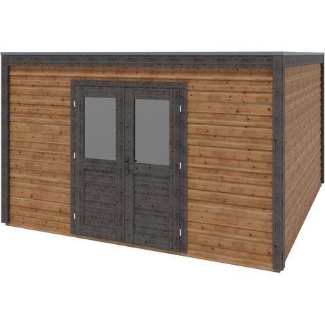 Abri de jardin en bois Nova 4.09x4.09m - 16.73m2 - Ep. 28mm - Traité (1/3)