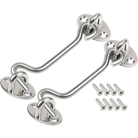 ZiYuya Chiusura a gancio e occhiello in acciaio inox per porte – Confezione da 2, 10 cm, per cancelli, finestre o fienili