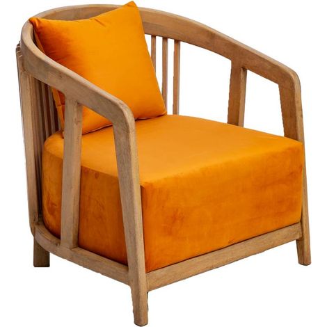Fauteuil en bois de manguier et velours Térence (1/5)