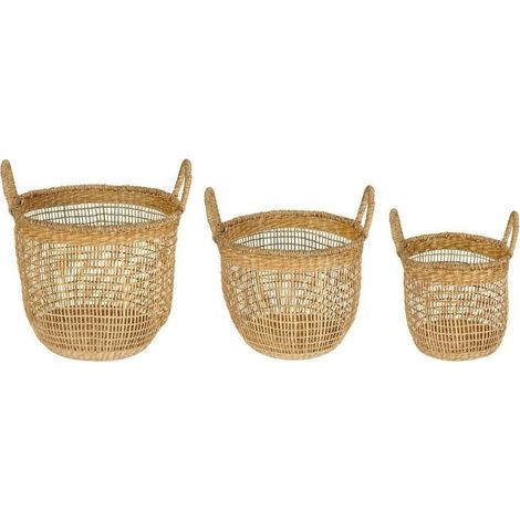 panière déco en fibres naturelles fait main ambiance nature - beige naturel fibre végétale (1/4)