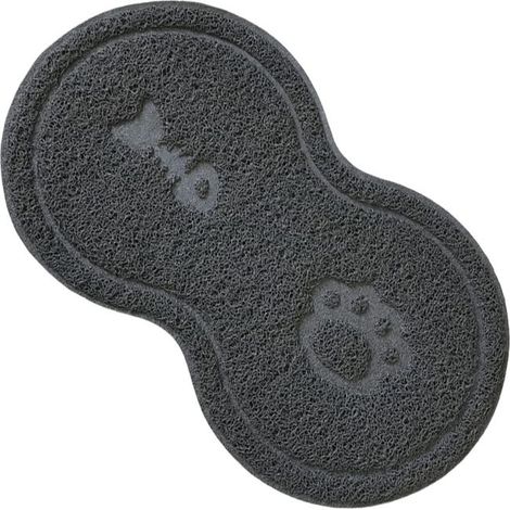Tappetino per la pappa di cani e gatti - in silicone - PVC impermeabile e antiscivolo - grigio - 45 x 25 cm (1/4)