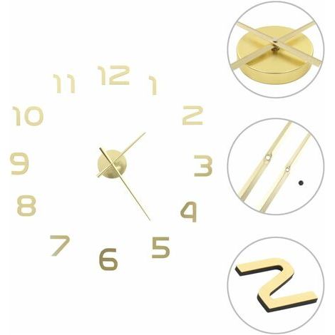 Reloj de pared 3D con diseño moderno 100 cm XXL dorado vidaXL