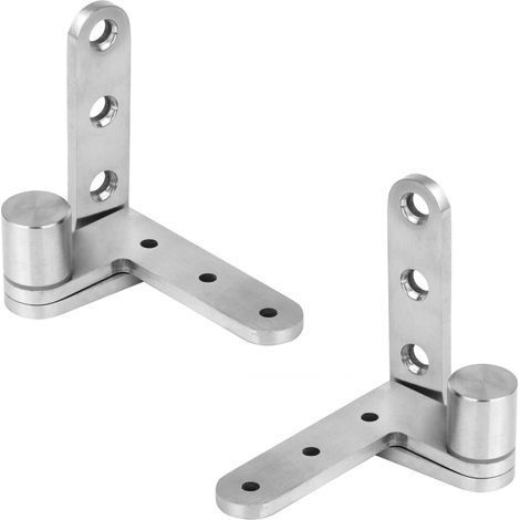 Set of 2 stainless steel pivot door hinges, 1 x left, 1 x right (1/5)