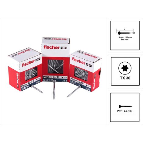 fischer Power-Fast II 6,0x100 PH blvz TG TX 25 25 Stk (1/5)