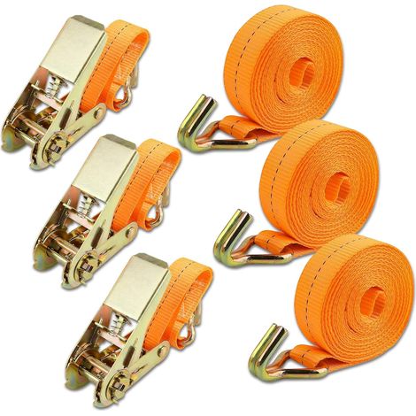 Sangles d'Arrimage à Cliquet 1200 daN 6m x 25mm - Lot de 3