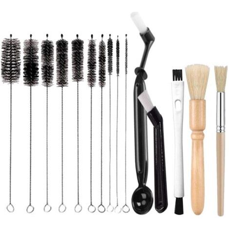 BUNTHAUS Lot de 15 brosses à café - Brosse de nettoyage pour machine à café - Brosse de nettoyage pour machine à café - Brosse à expresso - Brosse à café Barista - Brosse de nettoyage pour outils à ca (1/5)