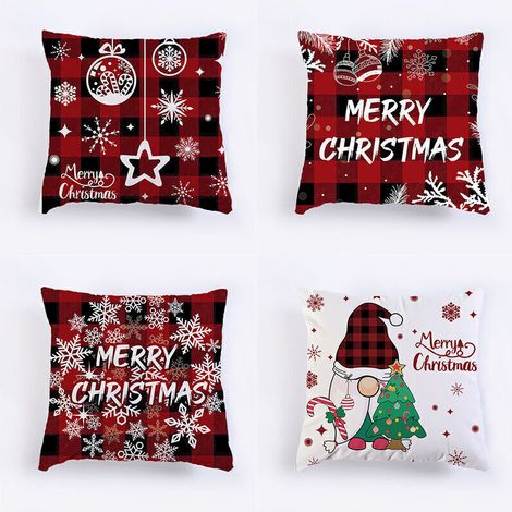 Housse de coussin décorative de Noël, 18 x 18 pouces, lot de 4, motif hivernal pour canapé ou salon