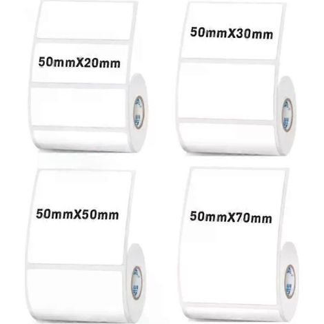 Étiquettes thermiques autocollantes blanches de 50 mm de large, pour imprimante thermique, étiquettes de prix, étiquettes cadeaux personnalisées, étiquettes pour vêtements. (1/4)