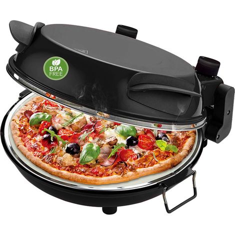 Emerio PM-129032.2, forno per pizza in breve tempo (anche per pizza TK), diametro 31,5 cm, 1200 Watt, timer, senza BPA, sollevatore per pizza in acciaio inox, PM-129032.2, nero (1/5)