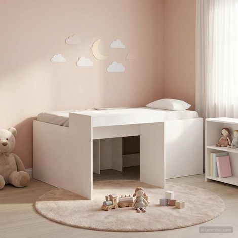 Cama alta para niños con escritorio Madera de ingeniería