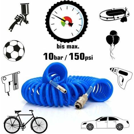 15m de Tuyau d'Air Comprimé, PU Tuyau Spirale pour Compresseur (1/2)