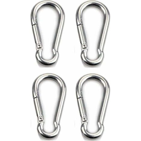 4-teiliger Karabiner für hohe Beanspruchung, Sport, zum Festhalten von Hunden, Hängematten, aus Edelstahl 304, 8 mm dick
