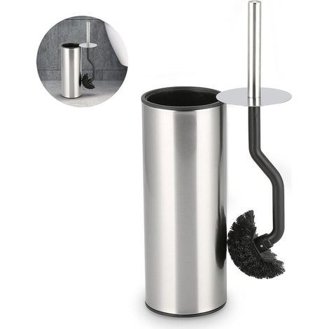 Brosse Toilette,Brosse WC Acier Inoxydable, Balai WC avec Couvercle Anti-éclaboussures, balayette WC et Support pour Salle de Bain et WC, Brosse de Toilette courbée (1/5)