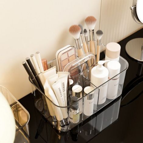 Panier de rangement en plastique contemporain avec poignée - Organisateur polyvalent pour cosmétiques, épices et plus encore - Idé (1/4)
