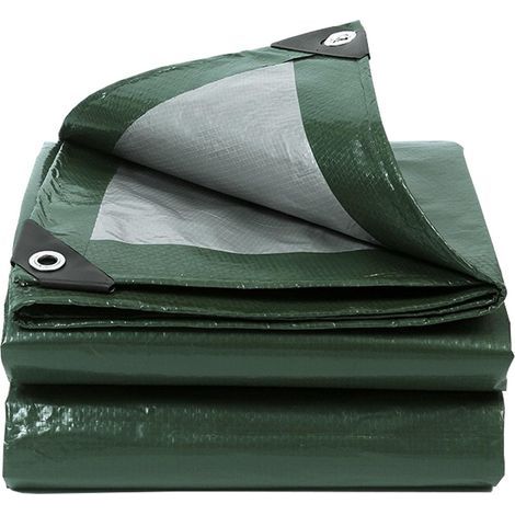 Bâche de protection, 2 x 2 m, vert militaire, imperméable, avec œillets, en tissu 130 g/m², indéchirable, résistante aux UV, à la moisissure, multi-usages pour meubles de jardin, bois, voiture (1/5)