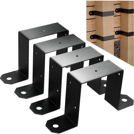 Hochleistungs-Zaunpfostenhalterungen, Befestigungswinkel für Terrassenpfosten, U-förmige Metallbänder für 4 x 4 Zoll Holzpfosten (1/5)